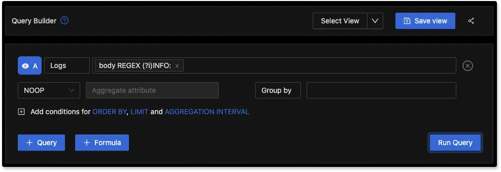 Regex to query all logs having `info`