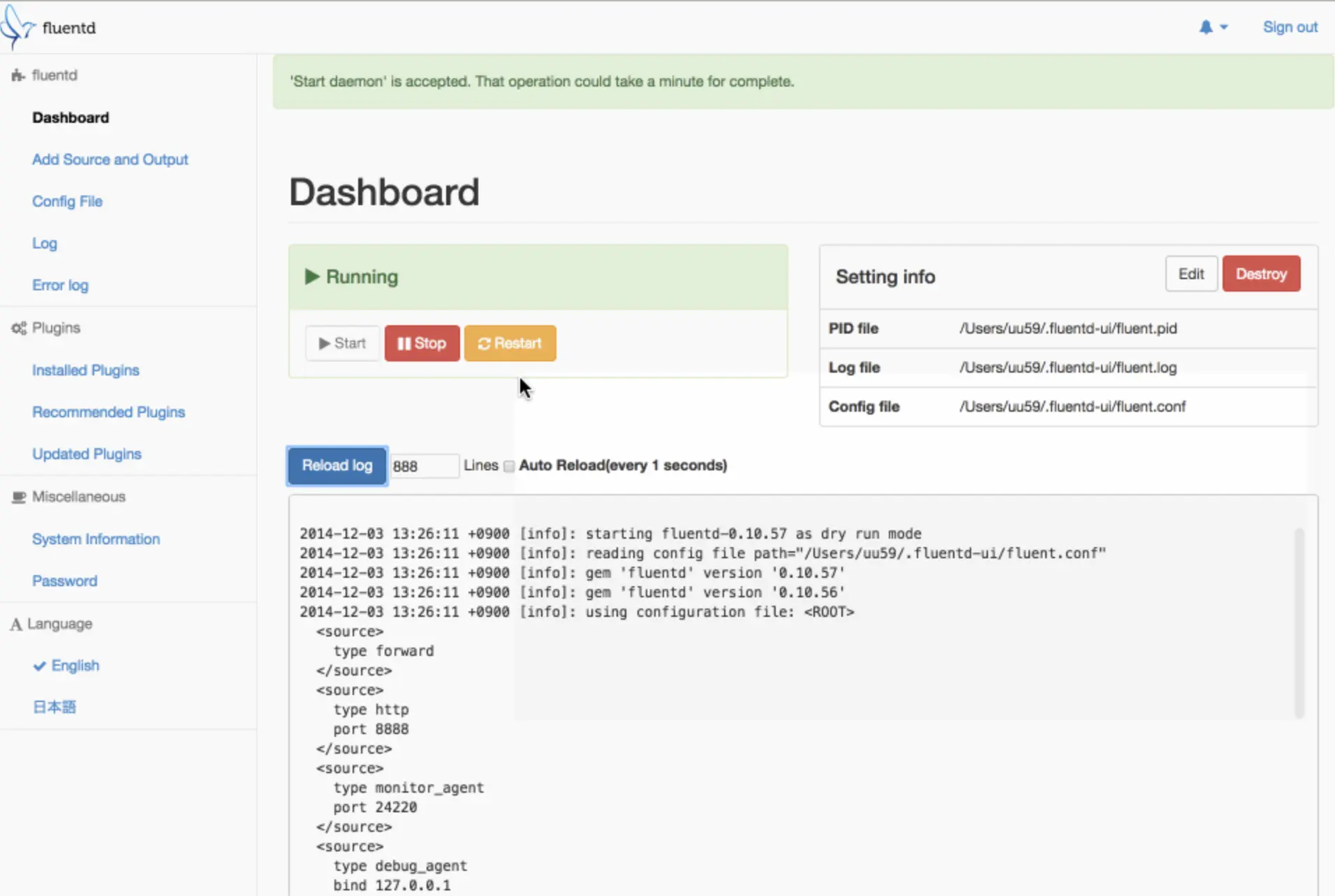 Logs Overview in FluentD UI