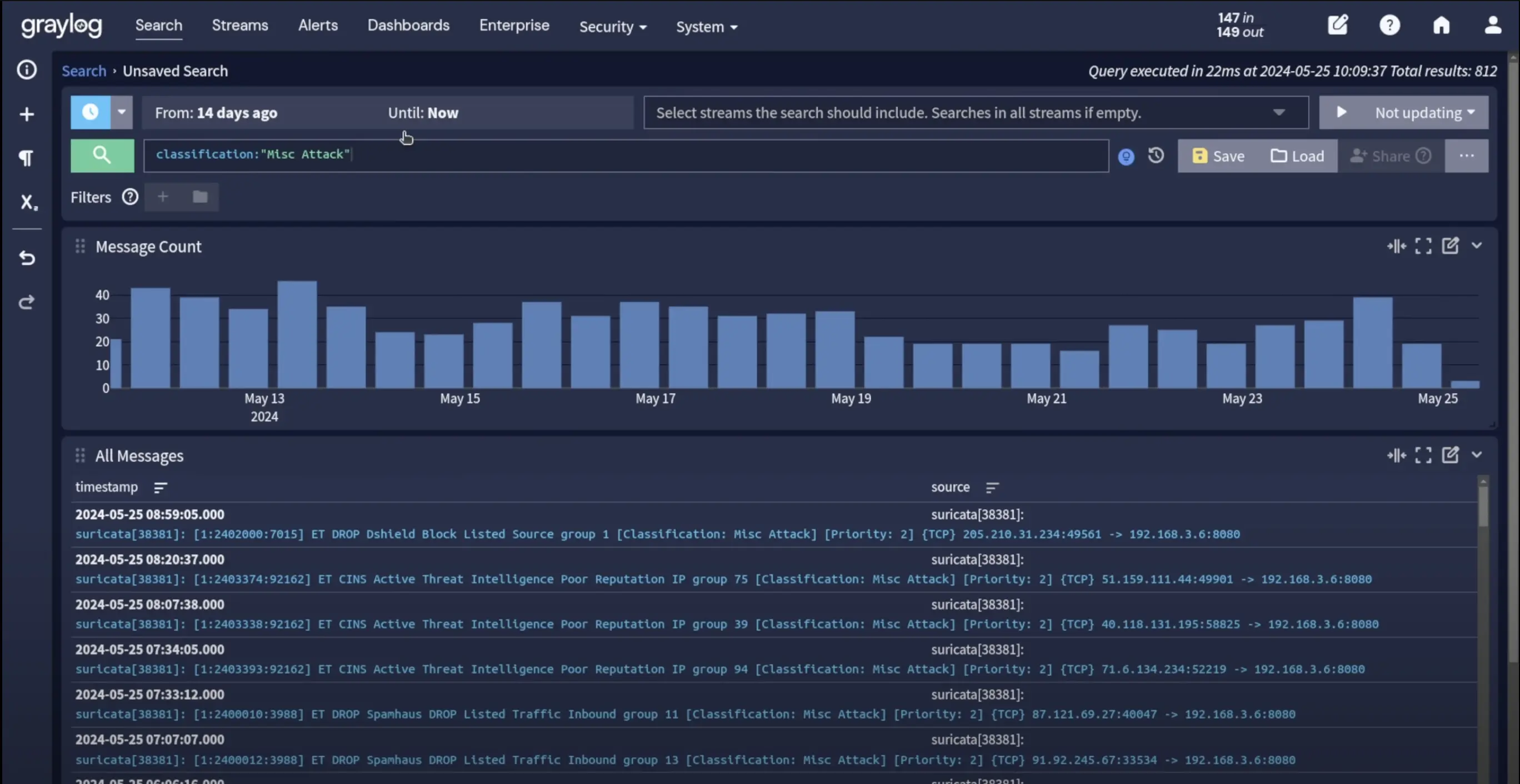 Log search in Graylog